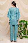 Shop_Khwaab by Sanjana Lakhani_Blue Cotton Printed Floral Motifs V Neck Kurta Set_at_Aza_Fashions