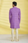 Shop_Aryavir Malhotra_Purple Polly Silk Embroidered Sequin Sherwani Set _at_Aza_Fashions