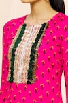 Yogita Kadam_Pink Muslin Embroidered Mirror Work Round Printed Kurta And Palazzo Set  _at_Aza_Fashions