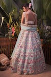 Shop Aneesh Agarwaal Blue Organza Foil And Gota Patti, Mirror, Thread Embroidered Bridal Lehenga Set at Aza Fashions Shop_Aneesh Agarwaal_Blue Organza Foil And Gota Patti, Mirror, Thread Embroidered Bridal Lehenga Set _at_Aza_Fashions