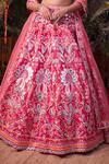 Aneesh Agarwaal_Orange Silk, Net Foil , Mirror Square Embroidered Bridal Lehenga Set _at_Aza_Fashions