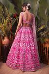 Shop_Aneesh Agarwaal_Pink Silk, Net Foil , Mirror Round Embroidered Bridal Lehenga Set _at_Aza_Fashions