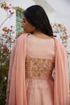 Shop_Nimbus_Peach Anarkali Chanderi And Kota Inner  Pants & Set _Online_at_Aza_Fashions