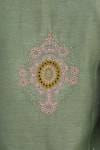 Nimbus_Green Kurta Chanderi Pants Cotton Silk And Dupatta Chiffon Embroidery Set_at_Aza_Fashions