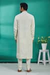 Shop_Kishore Ramani_White Silk Embroidered Rikrack Kurta Set _at_Aza_Fashions