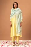 Buy_Anantaa by Roohi_Yellow Silk Chanderi Embroidered Sequins V Neck Kurta _Online_at_Aza_Fashions