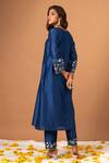Shop_Anantaa By Roohi_Blue Silk Chanderi Sequins, Thread Work V Neck Embroidered Kurta _at_Aza_Fashions