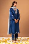 Buy_Anantaa by Roohi_Blue Silk Chanderi Embroidered Sequins V Neck Kurta _Online_at_Aza_Fashions