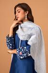 Buy_Anantaa by Roohi_Blue Silk Chanderi Embroidered Sequins Scallop Dupatta _Online_at_Aza_Fashions