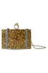 Oceana Clutches_Gold Glitter Sparkle Box Clutch_Online_at_Aza_Fashions