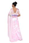 Shop_Pooja Bagaria_Blue Organza Holographic Pre-draped Saree With Blouse_at_Aza_Fashions