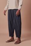 MATI_Grey 100% Cotton Plain Pleated Balloon Pant _Online_at_Aza_Fashions