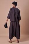 Shop_MATI_Black 100% Cotton Handwoven T-shirt And Harem Pant Set_at_Aza_Fashions