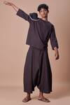 MATI_Black 100% Cotton Handwoven T-shirt And Harem Pant Set_Online_at_Aza_Fashions