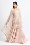 Buy_Nitika Gujral_Pink Georgette Embroidered Floral V Neck 3d Kurta Set _at_Aza_Fashions