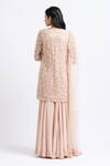 Shop_Nitika Gujral_Pink Georgette Embroidered Floral V Neck 3d Kurta Set _at_Aza_Fashions