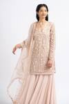 Shop_Nitika Gujral_Pink Georgette Embroidered Floral V Neck 3d Kurta Set _Online_at_Aza_Fashions