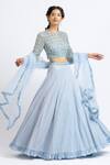 Nitika Gujral Blue Net, Tulle, Georgette Crystal, Cutdana, Resham, Sequin Work Lehenga Set Online at Aza Fashions Nitika Gujral_Blue Net, Tulle, Georgette Crystal, Cutdana, Resham, Sequin Work Lehenga Set _Online_at_Aza_Fashions