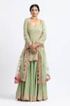 Buy_Nitika Gujral_Green Net, Georgette Floral Sweetheart Neck Embroidered Kurta Sharara Set _at_Aza_Fashions
