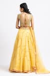 Shop_Nitika Gujral_Yellow Organza Embroidered Bead V Neck Lehenga Set _at_Aza_Fashions