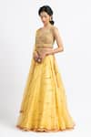 Buy_Nitika Gujral_Yellow Organza Embroidered Bead V Neck Lehenga Set _Online_at_Aza_Fashions