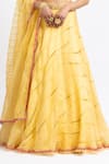 Nitika Gujral_Yellow Organza Embroidered Bead V Neck Lehenga Set _at_Aza_Fashions