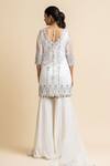 Shop_Nitika Gujral_White Georgette Embroidered Mukaish V Neck Kurta Gharara Set _at_Aza_Fashions