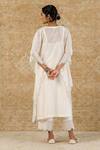 Shop_Devnaagri_White Chanderi Embroidered Floral Notched Kaftan And Palazzo Set _at_Aza_Fashions