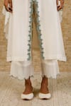 Devnaagri_White Chanderi Embroidered Floral Notched Kaftan And Palazzo Set _at_Aza_Fashions