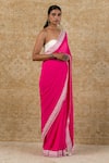 Devnaagri_Pink Georgette Embroidered Floral Sweetheart Neck Saree With Corset _Online_at_Aza_Fashions