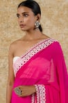 Buy_Devnaagri_Pink Georgette Embroidered Floral Sweetheart Neck Saree With Corset _Online_at_Aza_Fashions