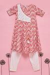 Buy_Samyukta Singhania_Multi Color Chevron Print Kurta And Pant Set For Girls_at_Aza_Fashions