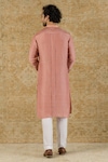 Shop_Devnaagri_Pink Cotton Silk Blend Plain Full Sleeve Kurta Set _at_Aza_Fashions