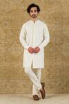 Buy_Devnaagri_White Cotton Silk Thread Work Kurta Set_at_Aza_Fashions