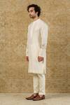 Devnaagri_White Silk Chanderi Kurta Set_Online_at_Aza_Fashions