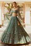 Buy_Vvani by Vani Vats_Green Lehenga And Blouse Georgette Dupatta  Net Lining Single Tiered Set _at_Aza_Fashions