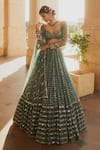 Buy_Vvani by Vani Vats_Green Lehenga And Blouse Georgette Dupatta  Net Lining Single Tiered Set _Online_at_Aza_Fashions