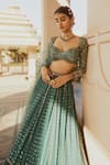 Shop_Vvani by Vani Vats_Green Lehenga And Blouse Georgette Dupatta  Net Lining Single Tiered Set _Online_at_Aza_Fashions