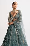 Vvani by Vani Vats_Green Lehenga And Blouse Georgette Dupatta  Net Lining Single Tiered Set _at_Aza_Fashions