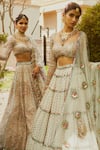 Buy_Vvani by Vani Vats_White Lehenga And Blouse Georgette Dupatta  Net Lining Silk Blend Bridal Set _Online_at_Aza_Fashions