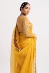 Shop_Vvani by Vani Vats_Yellow Blouse Georgette Saree Organza Embroidered Sequins V Mirror With _at_Aza_Fashions