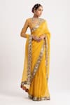 Vvani by Vani Vats_Yellow Blouse Georgette Saree Organza Embroidered Sequins V Mirror With _Online_at_Aza_Fashions