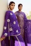 Buy Vvani By Vani Vats Purple Georgette Lining Silk Blend Geometric Motif Embroidered Kurta Set Online at Aza Fashions Buy_Vvani By Vani Vats_Purple Georgette Lining Silk Blend Geometric Motif Embroidered Kurta Set _Online_at_Aza_Fashions