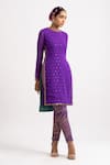 Buy_Vvani By Vani Vats_Purple Georgette Lining Cotton Sequins Round High-low Hem Kurta And Pant Set _at_Aza_Fashions