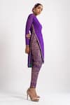 Buy_Vvani By Vani Vats_Purple Georgette Lining Cotton Sequins Round High-low Hem Kurta And Pant Set _Online_at_Aza_Fashions