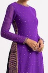 Shop_Vvani By Vani Vats_Purple Georgette Lining Cotton Sequins Round High-low Hem Kurta And Pant Set _Online_at_Aza_Fashions