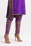 Vvani By Vani Vats_Purple Georgette Lining Cotton Sequins Round High-low Hem Kurta And Pant Set _at_Aza_Fashions