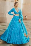 Buy_Vvani by Vani Vats_Blue Lehenga And Dupatta Organza Blouse  Georgette Lining  Silk Blend Set _at_Aza_Fashions