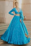 Vvani by Vani Vats_Blue Lehenga And Dupatta Organza Blouse  Georgette Lining  Silk Blend Set _Online_at_Aza_Fashions