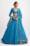 Buy_Vvani by Vani Vats_Blue Lehenga And Dupatta Organza Blouse  Georgette Lining  Silk Blend Set _Online_at_Aza_Fashions